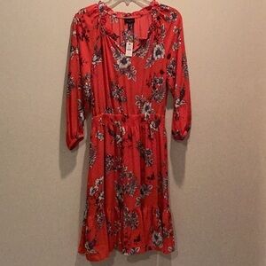 Talbots red floral dress size small petite